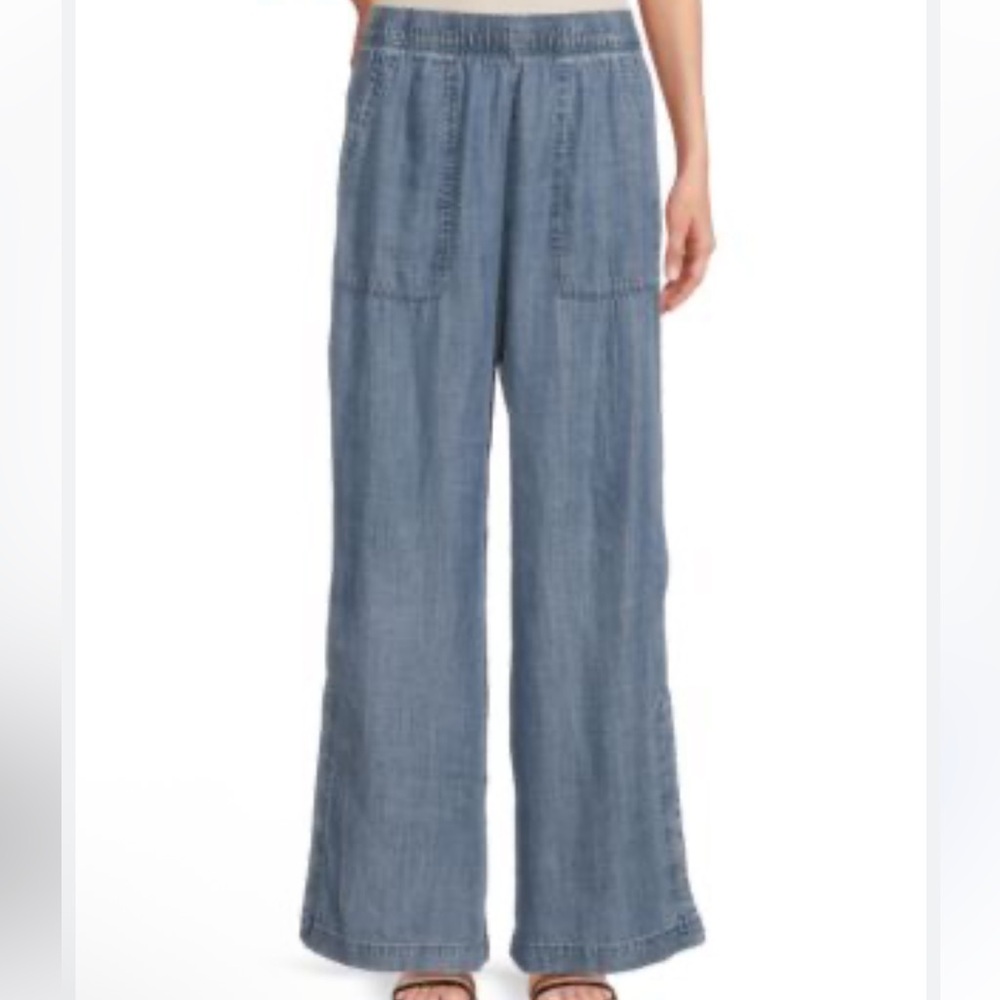 Chelsea & Theodore 100% Lyocell Wide Leg Pants High Rise Blue Medium